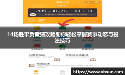 14场胜平负竞猜攻略助你轻松掌握赛事动态与投注技巧